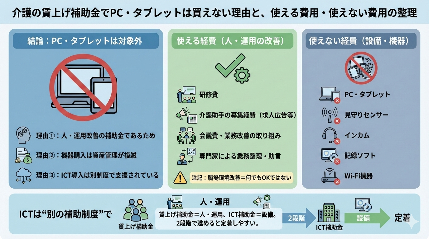 介護の賃上げ補助金ではPCは購入できるのか── 最新Q&Aから丁寧に読み解く「使える費用・使えない費用」と今後の対応