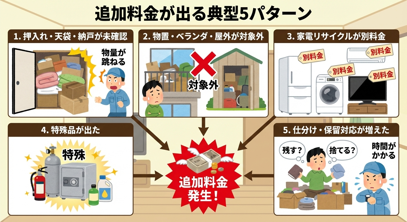 【保存版】遺品整理の見積もりで追加料金を防ぐ方法｜質問テンプレ10問