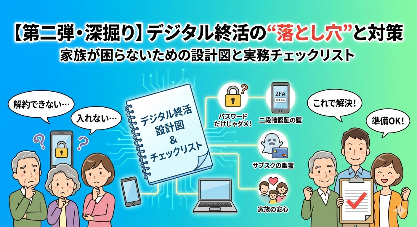 【第二弾】デジタル終活の“落とし穴”まで整理する：家族が困らないための設計図と実務チェックリスト