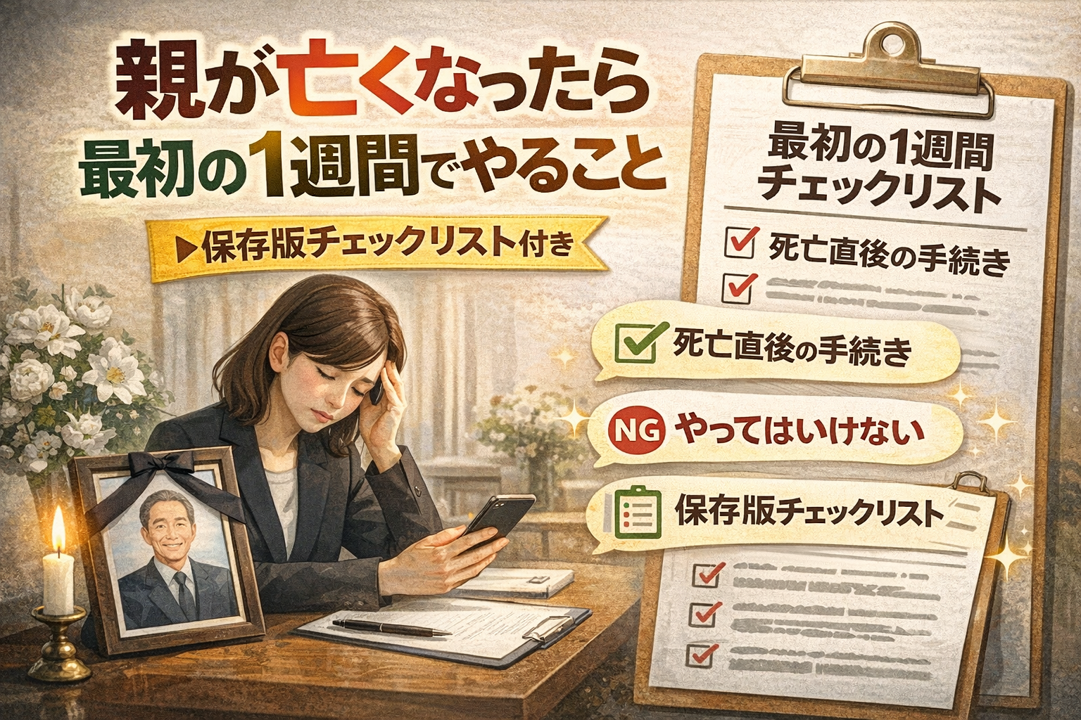 親が亡くなったら最初の1週間でやること・やってはいけないこと【保存版チェックリスト付き】